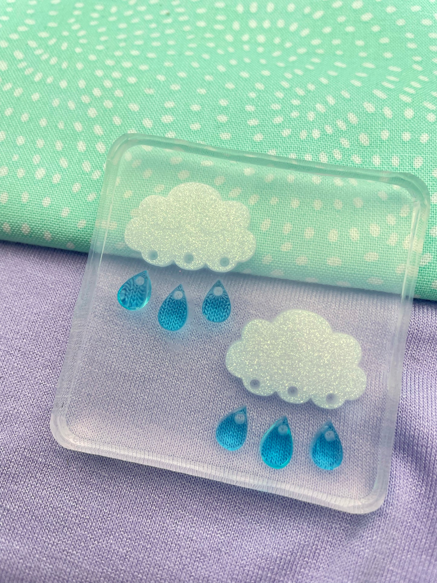 Small Rainy Cloud Dangle Earring Stud Mold