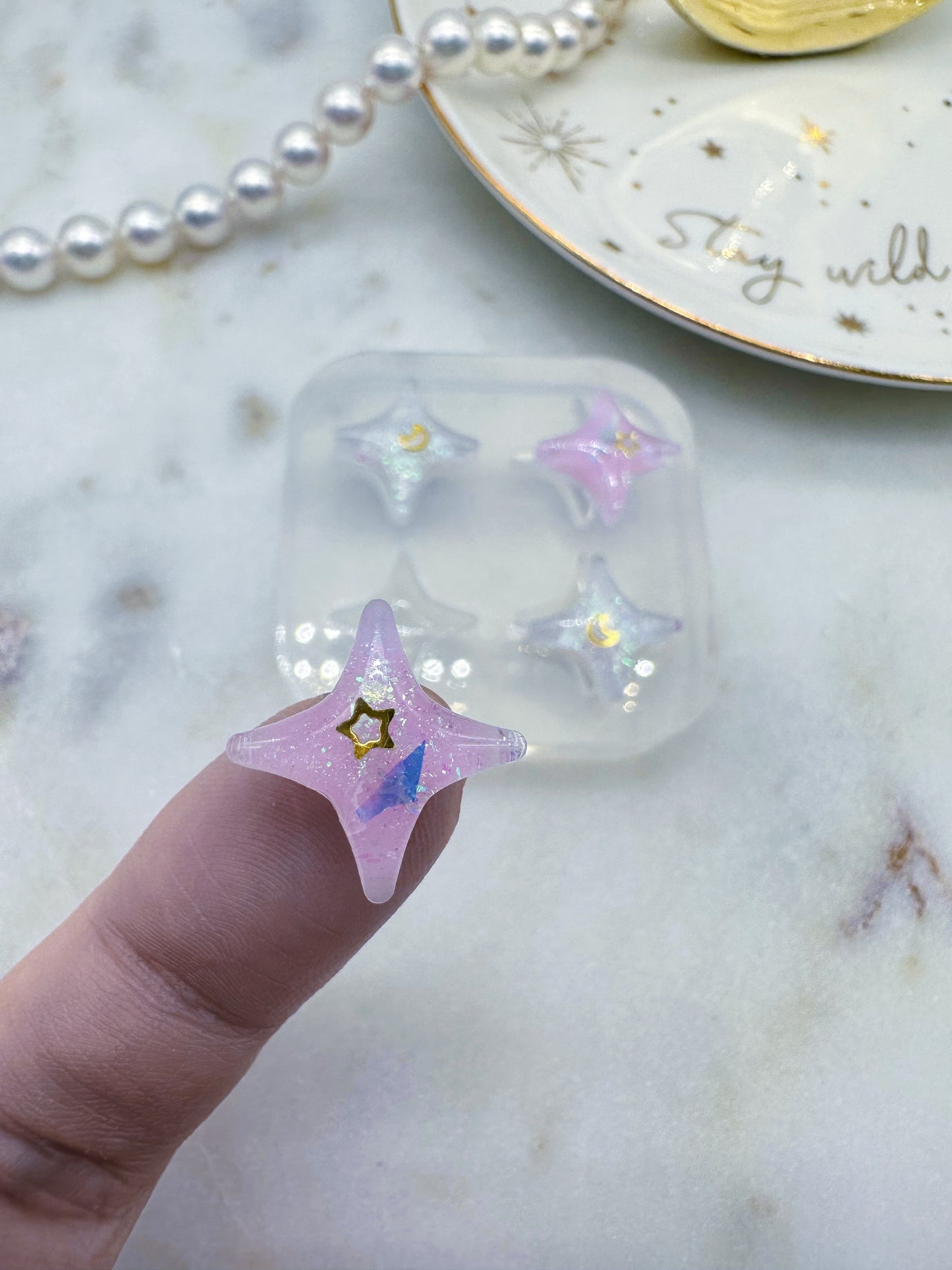 Mini Sparkle 4-point Star Stud Earring Mold
