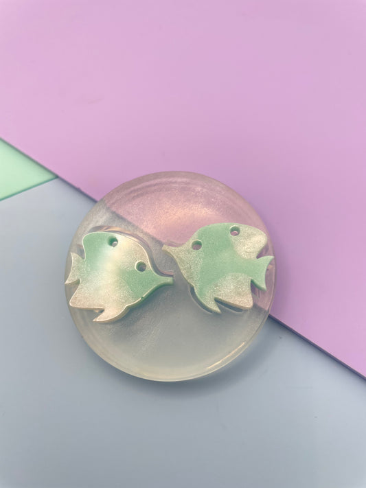 Small Kissing fish dangle earring mold ocean