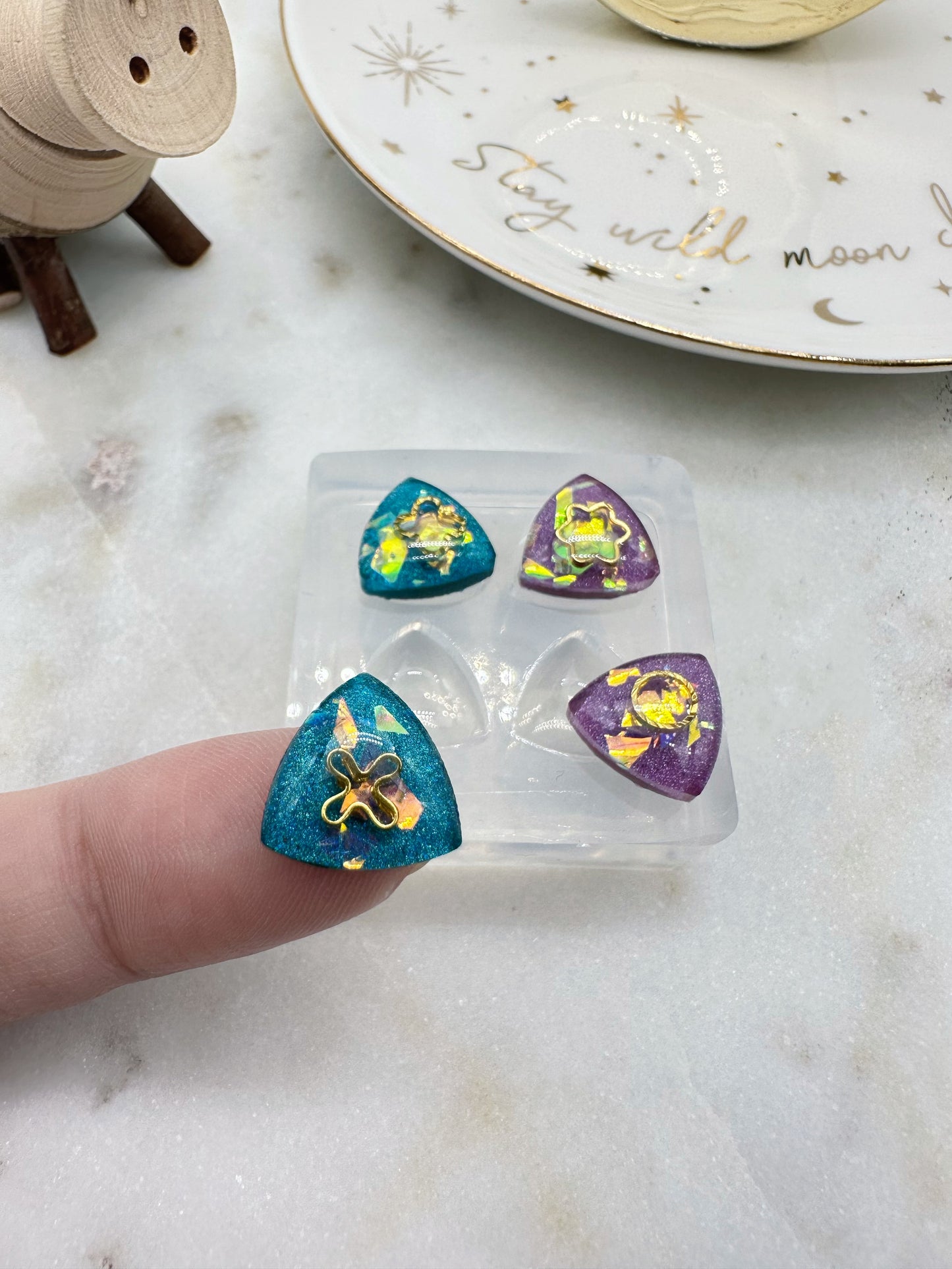 Pre domed 1.2 cm Rounded Triangle Shape Stud Earring Mold