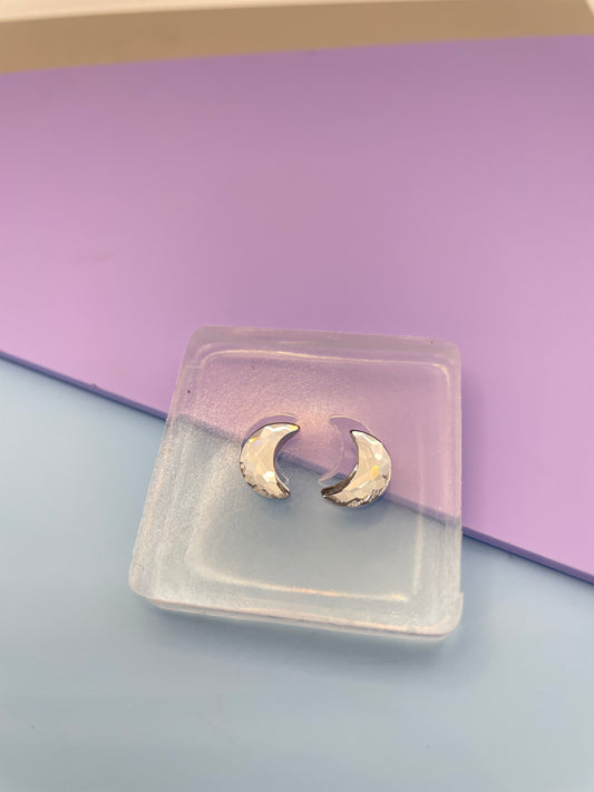 1 cm faceted moon crystal stud earring mold