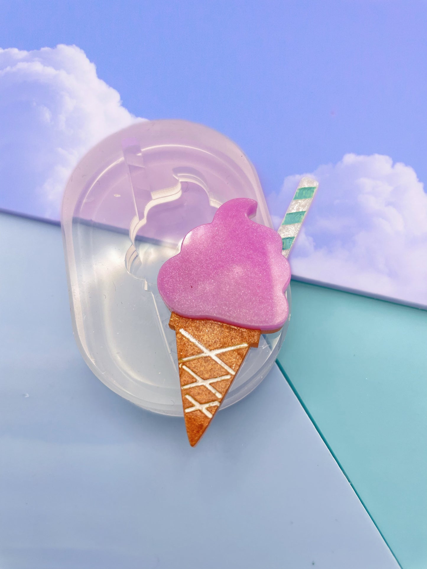 Small Ice Cream Hairclip Brooch Mold