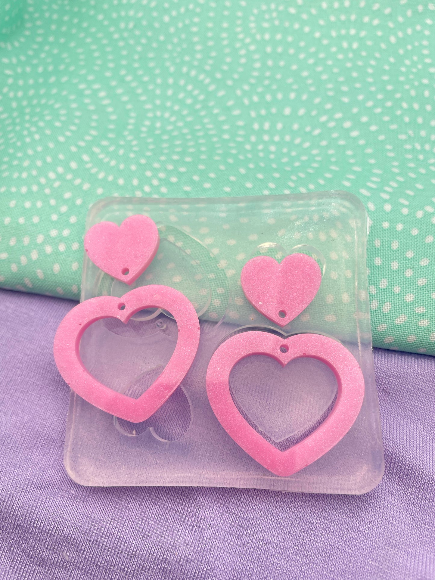 Double Heart Hoop Dangle Earring Mold