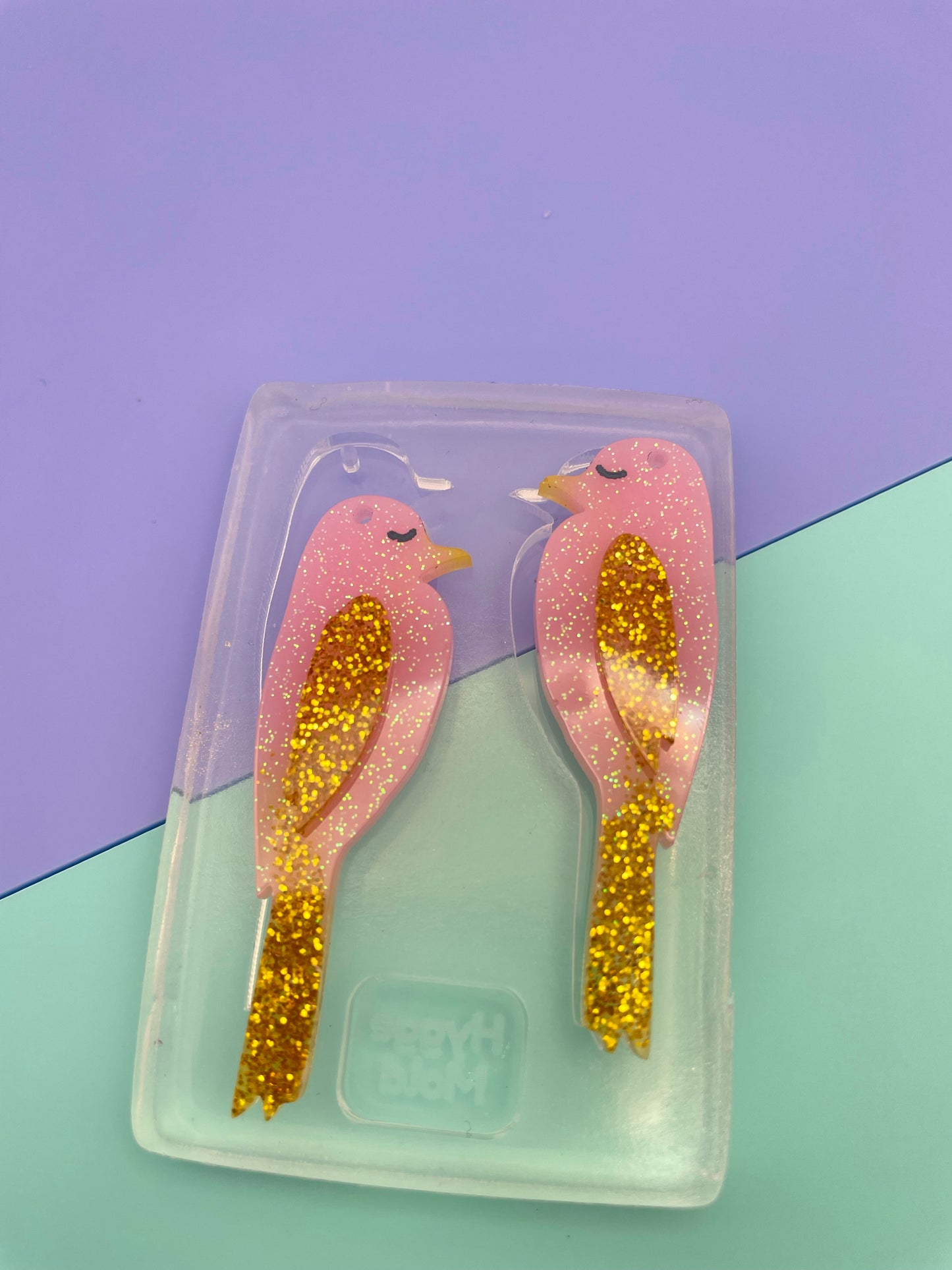 Medium Layered Sleeping Bird Dangle earring Mold