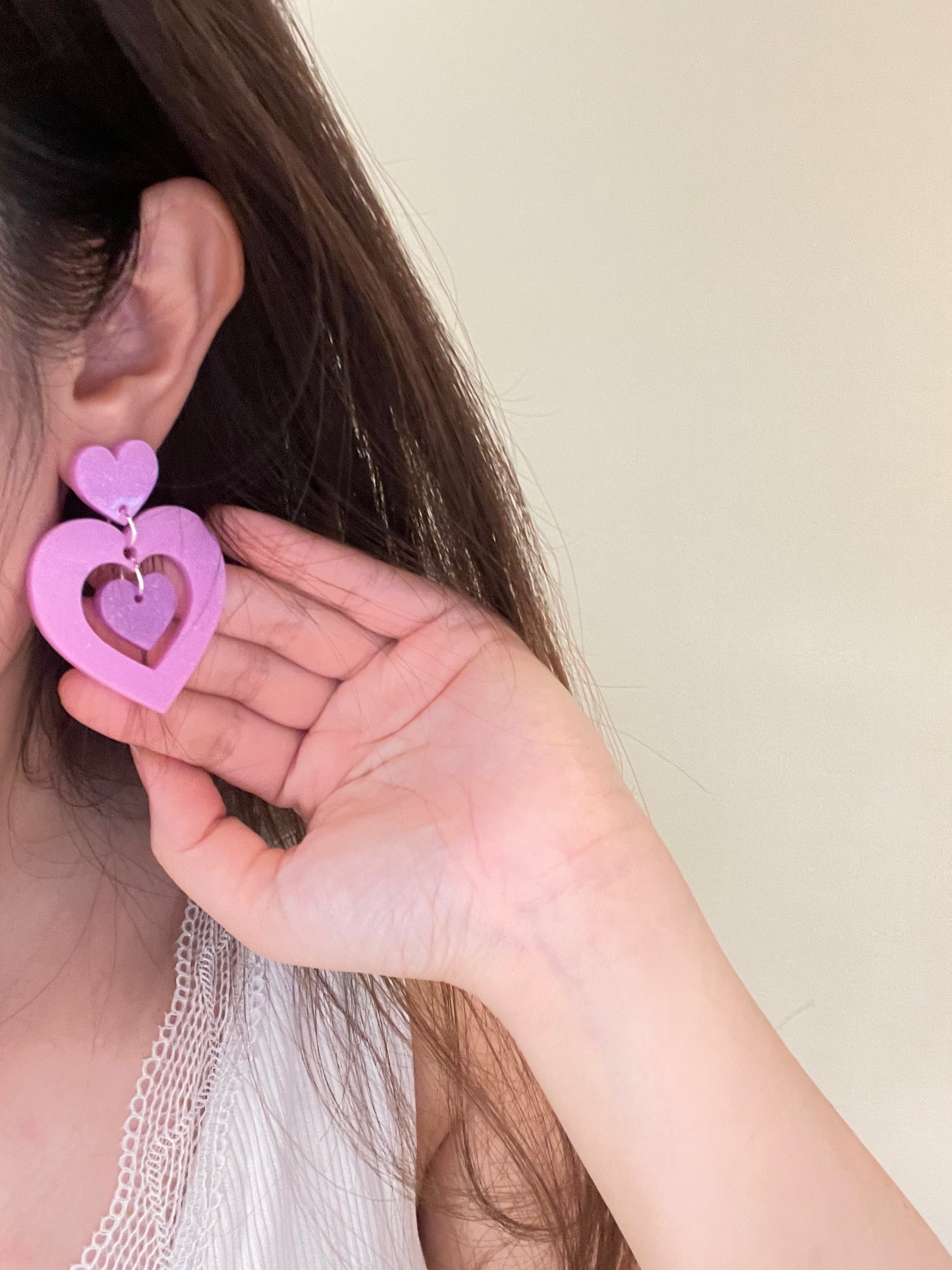 Large Nesting Heart dangle earring mold