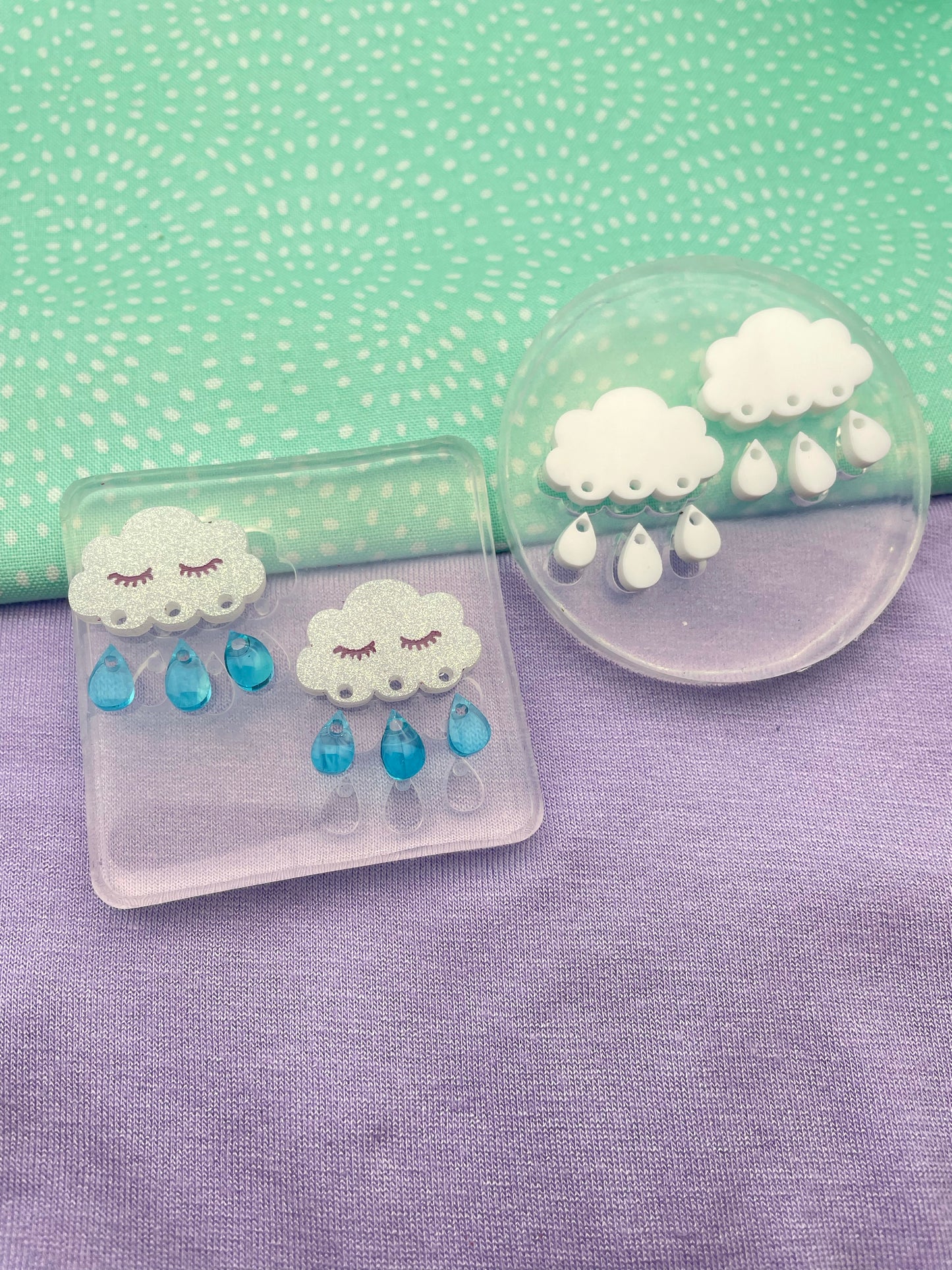 Small Rainy Cloud Dangle Earring Stud Mold