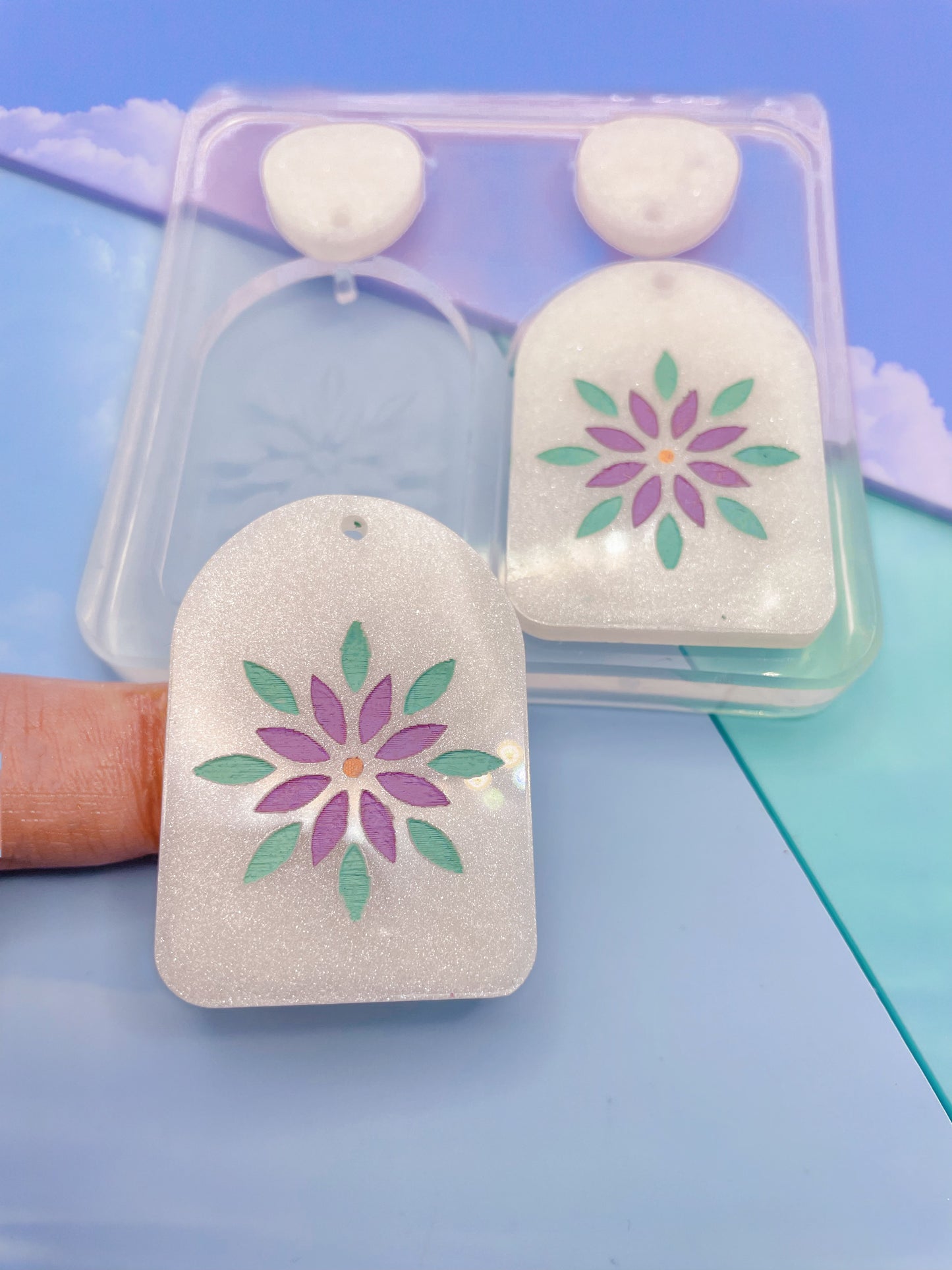 4 cm Lotus French Window Arch Dangle Earring Mold
