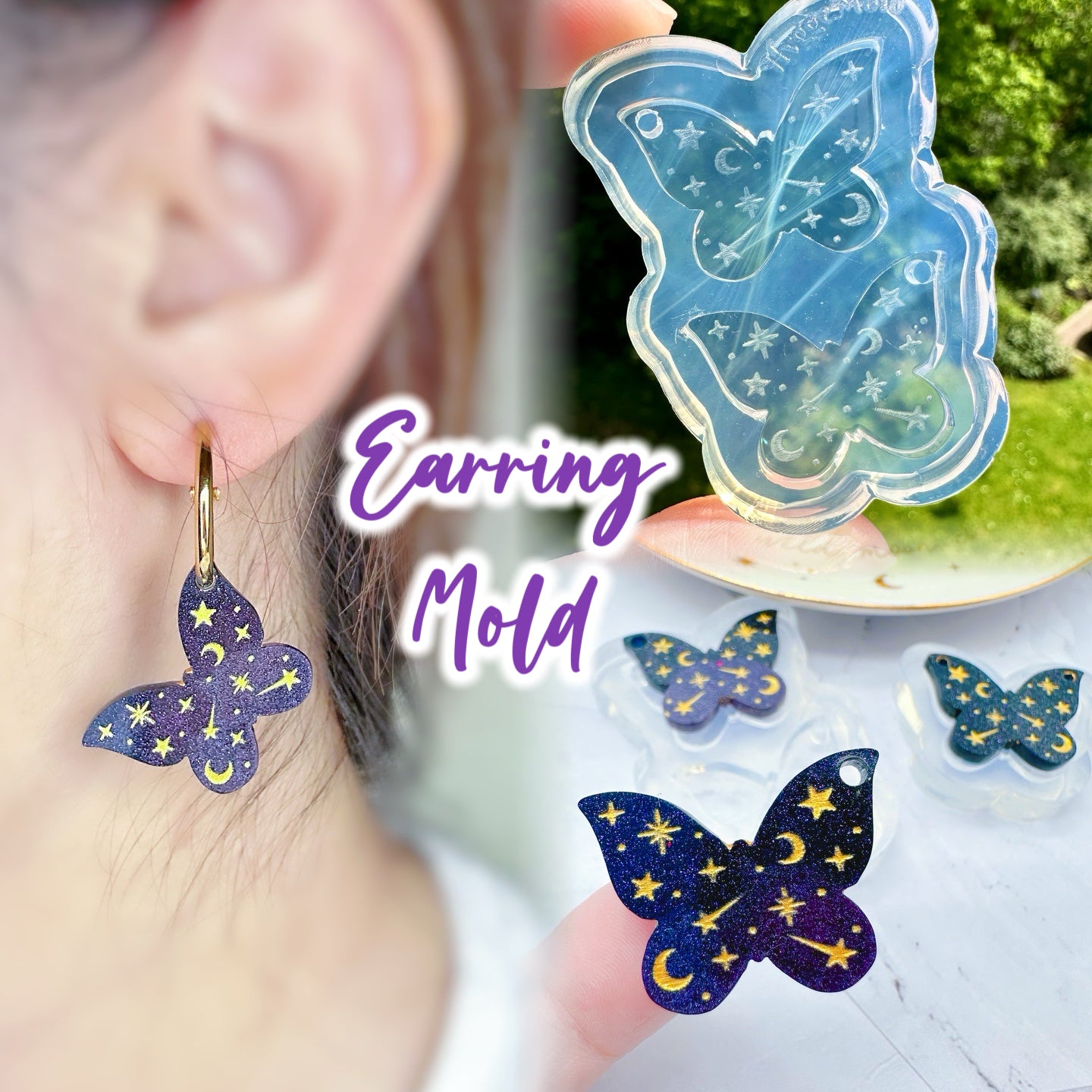 Celestial Butterfly Dangle Earring Hoop Charm Mold