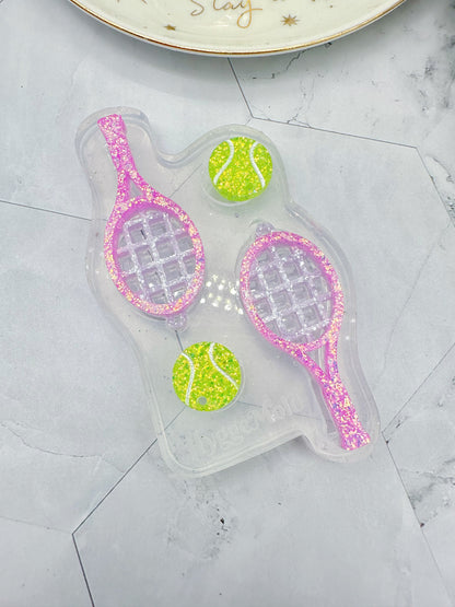 Tennis Ball and Racket Earring Mold Silicone Mold for Resin Earrings