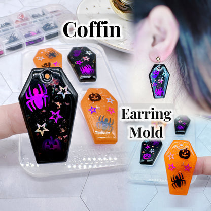 4 cm Predomed Coffin Dangle Earring Mold