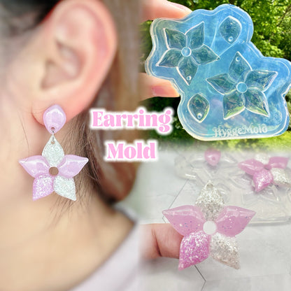 3.4 cm Pre domed Bauhinia Flower Five-petal Flower Dangle Earring Mold