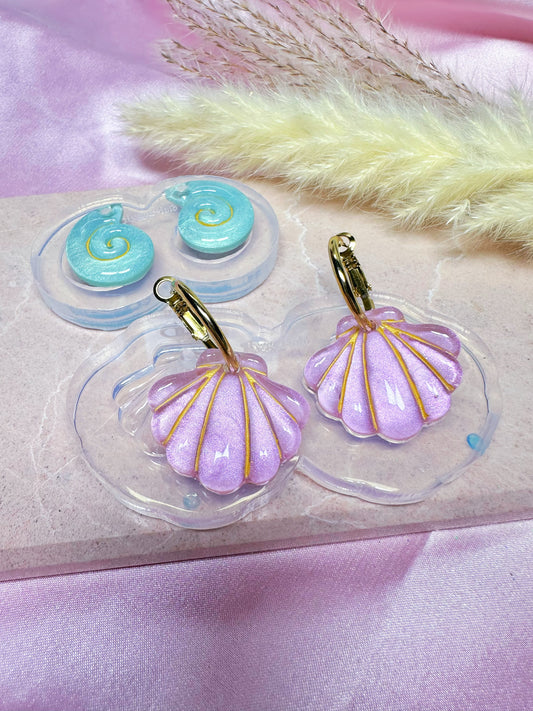 Domed Etched Clam Shell Dangle Earring Mold for Hoop Charms