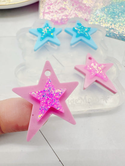 3cm Layered Wonky Star Silicone Mold for Resin Earrings Celestial