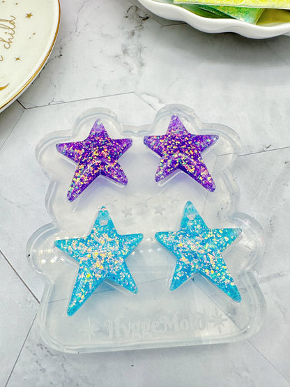 3cm Pre-domed Wonky Star Dangle Earring Silicone Mold for Resin Earrings Celestial