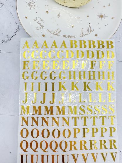 9mm Gold Alphabet Initial Vinyl Letters