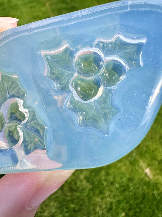 3D Christmas Holly Brooch Earring Mold