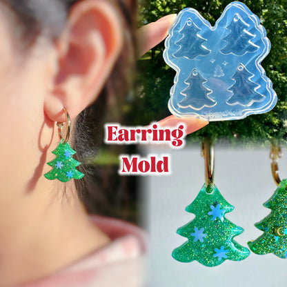 Small Predomed Christmas Tree Dangly Charm Earring Mold