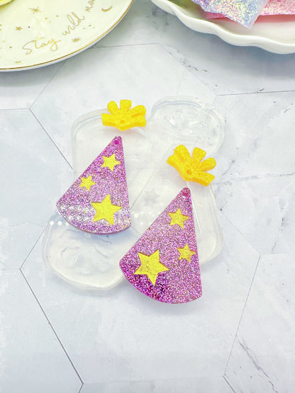 Party Hat Dangle Earring Mold Birthday Girl Silicone Mold for Resin Earrings