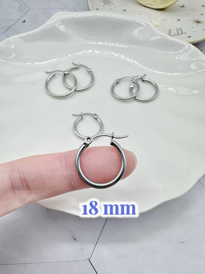 8 Pcs 18/20/22mm 316L Surgical Steel Hoop Earring Findings