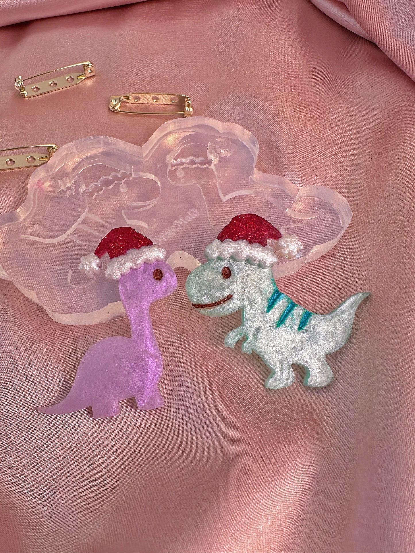 Christmas Dino Brooch Mold Set