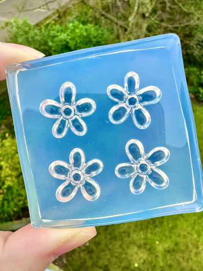 Small 3D Flower Clear Silicone Mold for Resin Jewellery Stud earring Mold