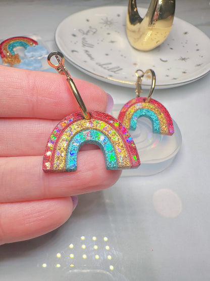 2.8 cm Holographic Rainbow Dangle Earring Mold for Hoop Charms