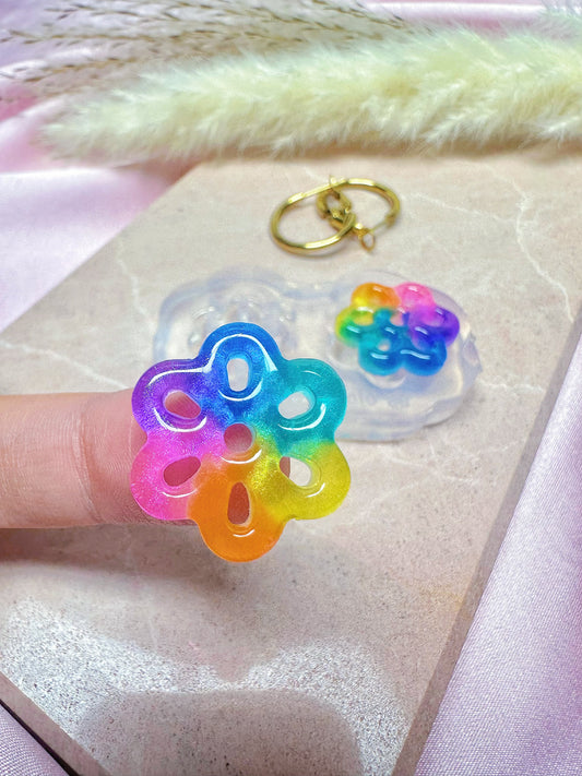 Small Predomed Origami Perforated Flower Hoop Spinner Earring Mold