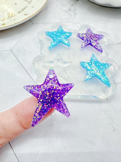 3cm Pre-domed Wonky Star Dangle Earring Silicone Mold for Resin Earrings Celestial