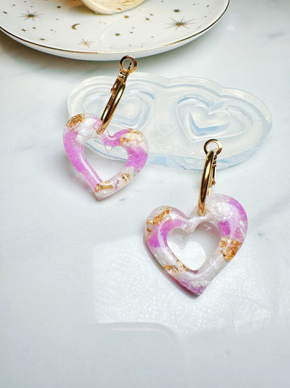 Predomed Asymmetric Open Heart Dangly Charm Hoop Earring Mold