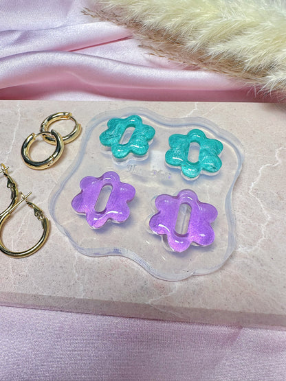 Predomed Retro Flower Oblong Holes Hoop Spinner Earring Mold