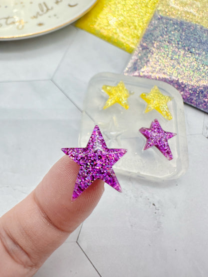 1.6cm Pre-domed Wonky Star Stud Earring Silicone Mold for Resin Earrings Celestial