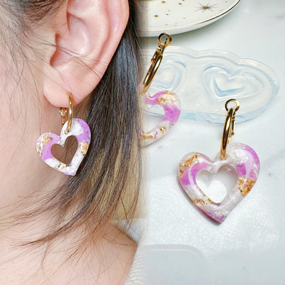 Predomed Asymmetric Open Heart Dangly Charm Hoop Earring Mold