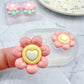 3D Inflated Style Sunflower with hearts Flower Stud Earring Mold