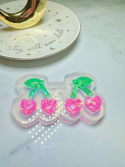 Small Predomed Heart Cherries Dangly Charm Hoop Earring Mold