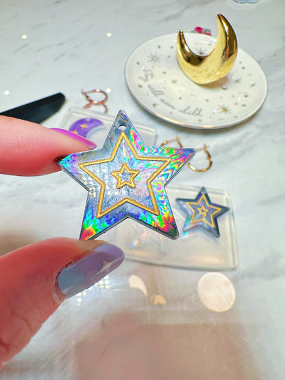 Holographic Starburst Dangle Earring Mold for Hoop Charms