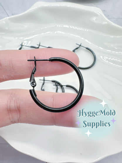 8 Pcs Stella Matte Black 316L Surgical Steel Hoop Earring Findings