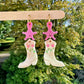 Beautiful Engraved Cowgirl Boots with flowers Dangle Earring Mold