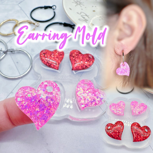 Mini Pre domed Asymmetrical Curvy Heart Hoop Charm Dangle Earring Mold