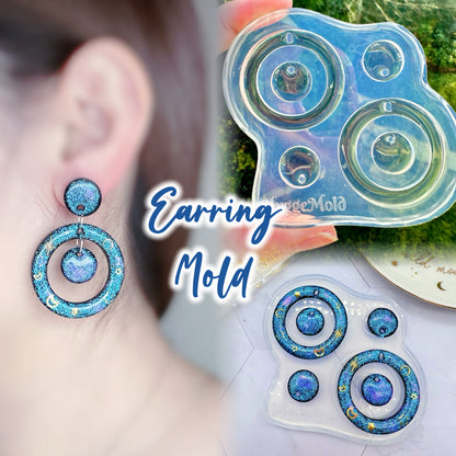 Nested Circle Dangle Earring Mold Statement Earring Silicone Mold