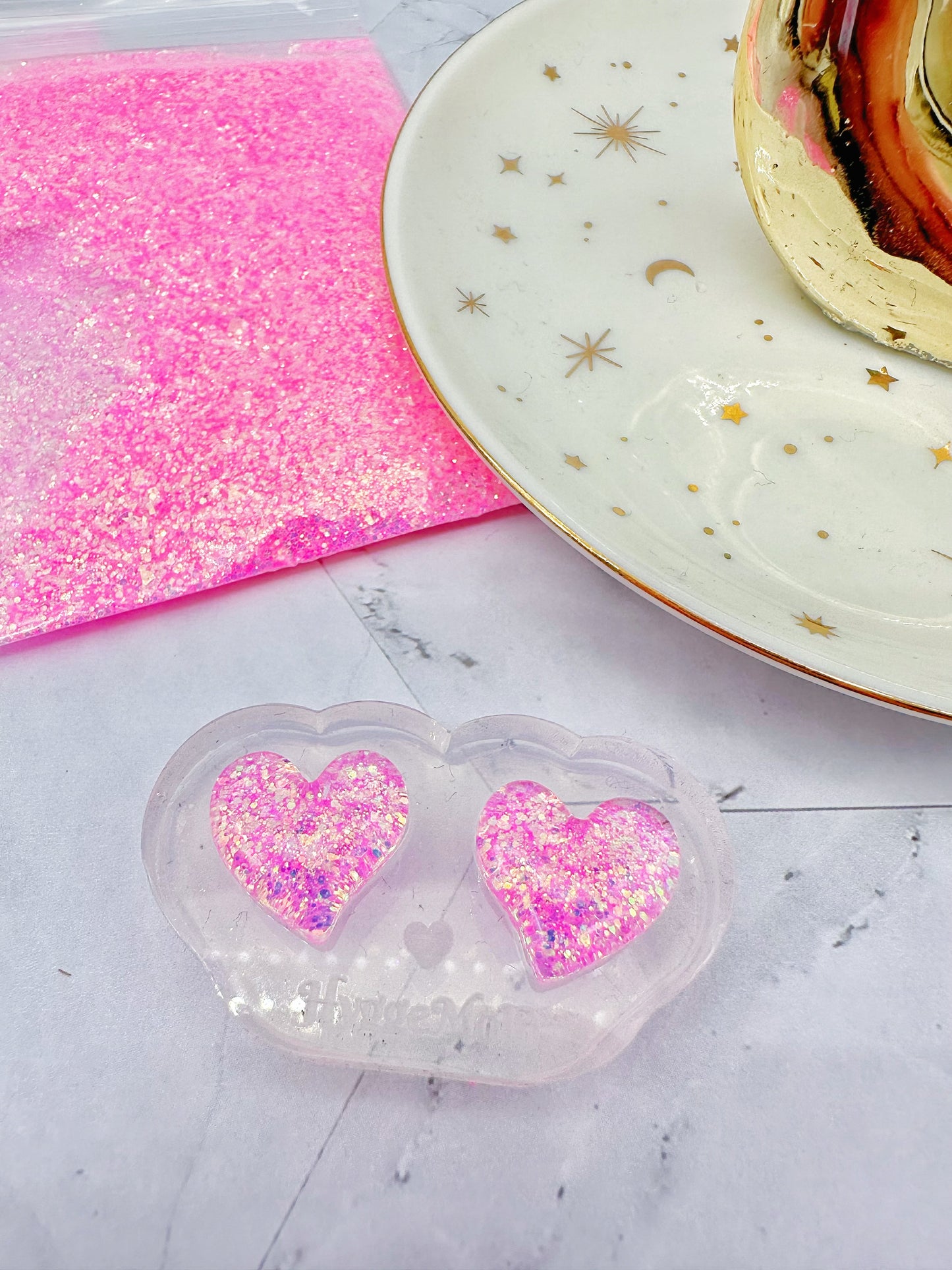 Mini Predomed Asymmetric Puffy Heart Stud Earring Mold