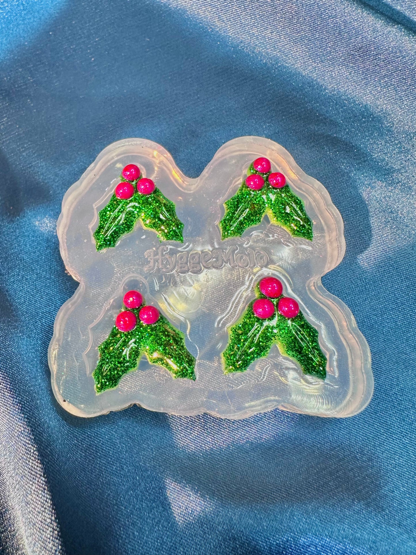 2025 Small Christmas Holly Stud Earring Mold