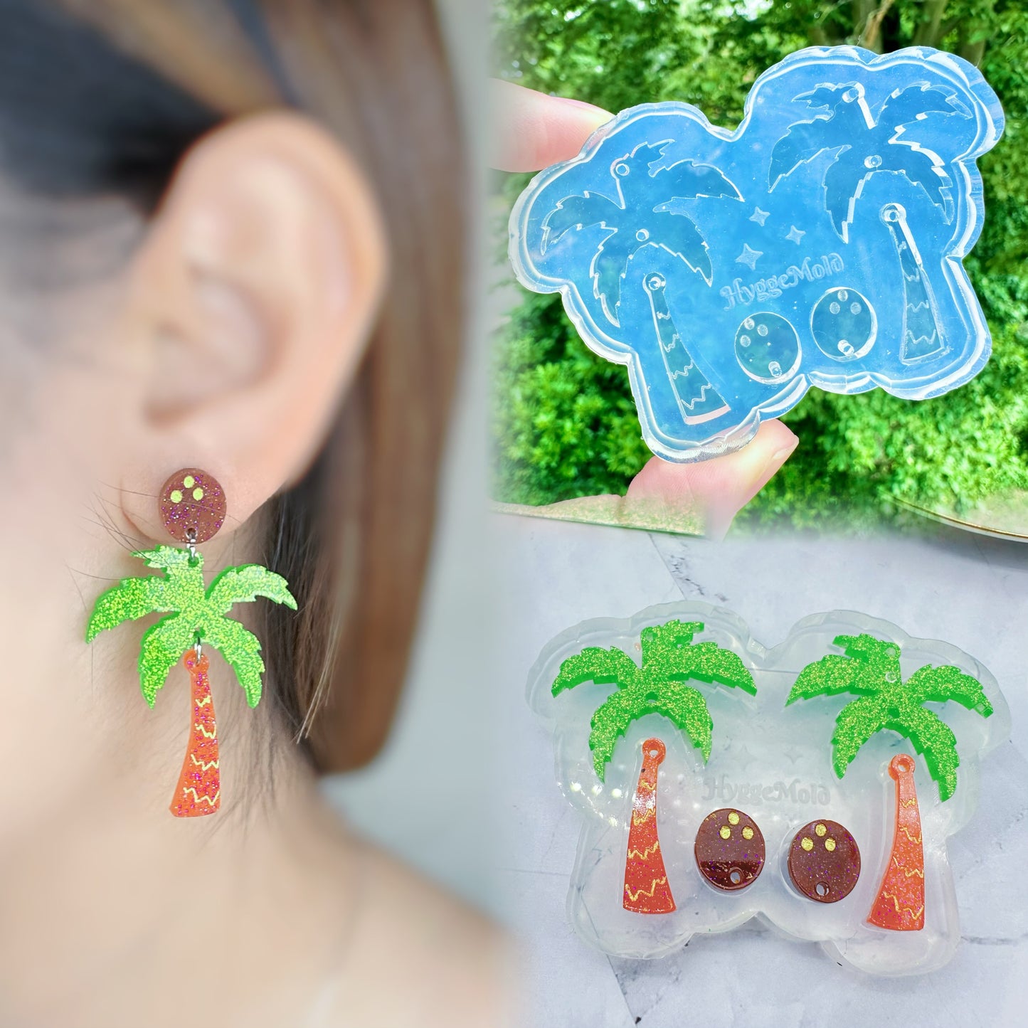 Coconut Palm Tree Dangle Earring Mold