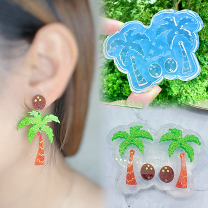 Coconut Palm Tree Dangle Earring Mold