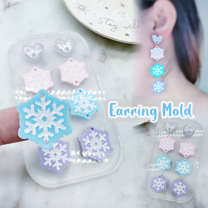 Triple Snowflake Dangle Earring Mold Winter Wonderland