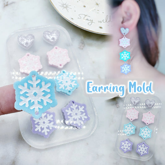Triple Snowflake Dangle Earring Mold Winter Wonderland