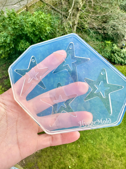 Large/Small Wonky Star Open Star Silicone Mold for Resin Earrings Celestial