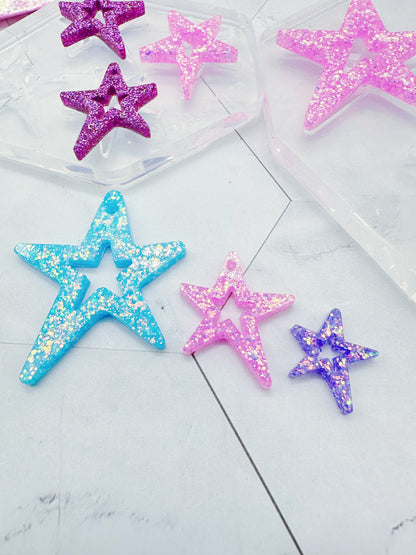 Large/Small Wonky Star Open Star Silicone Mold for Resin Earrings Celestial