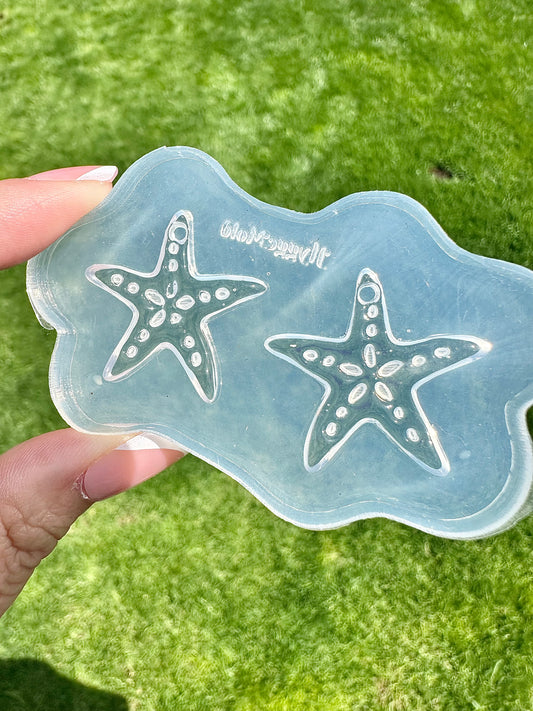 Domed Etched Starfish Dangle Earring Mold for Hoop Charms