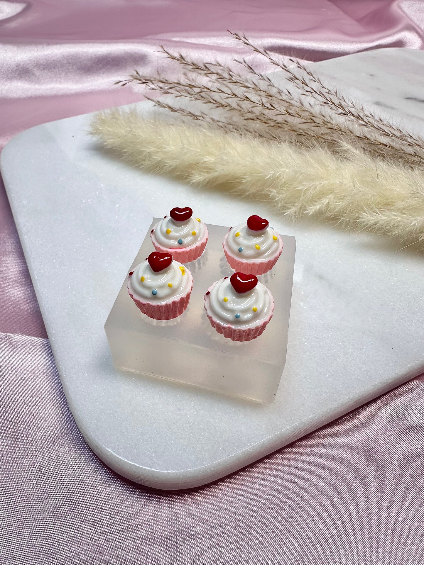 Clear Silicone Mold for Polymer Clay Resin mini Heart Cupcake Muffin Earring Mold