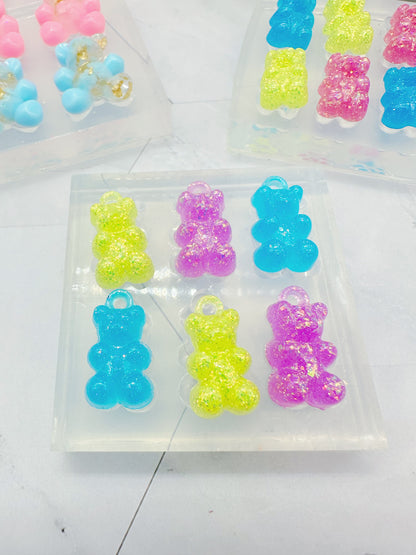 2.2 cm Mini Gummy Bear Dangle Earring Hoop Charm Mold 3D Silicone Mold for Resin